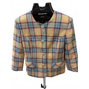 Vintage Tartan Wool Skirt Suit Set Blazer & Skirt 9AR
